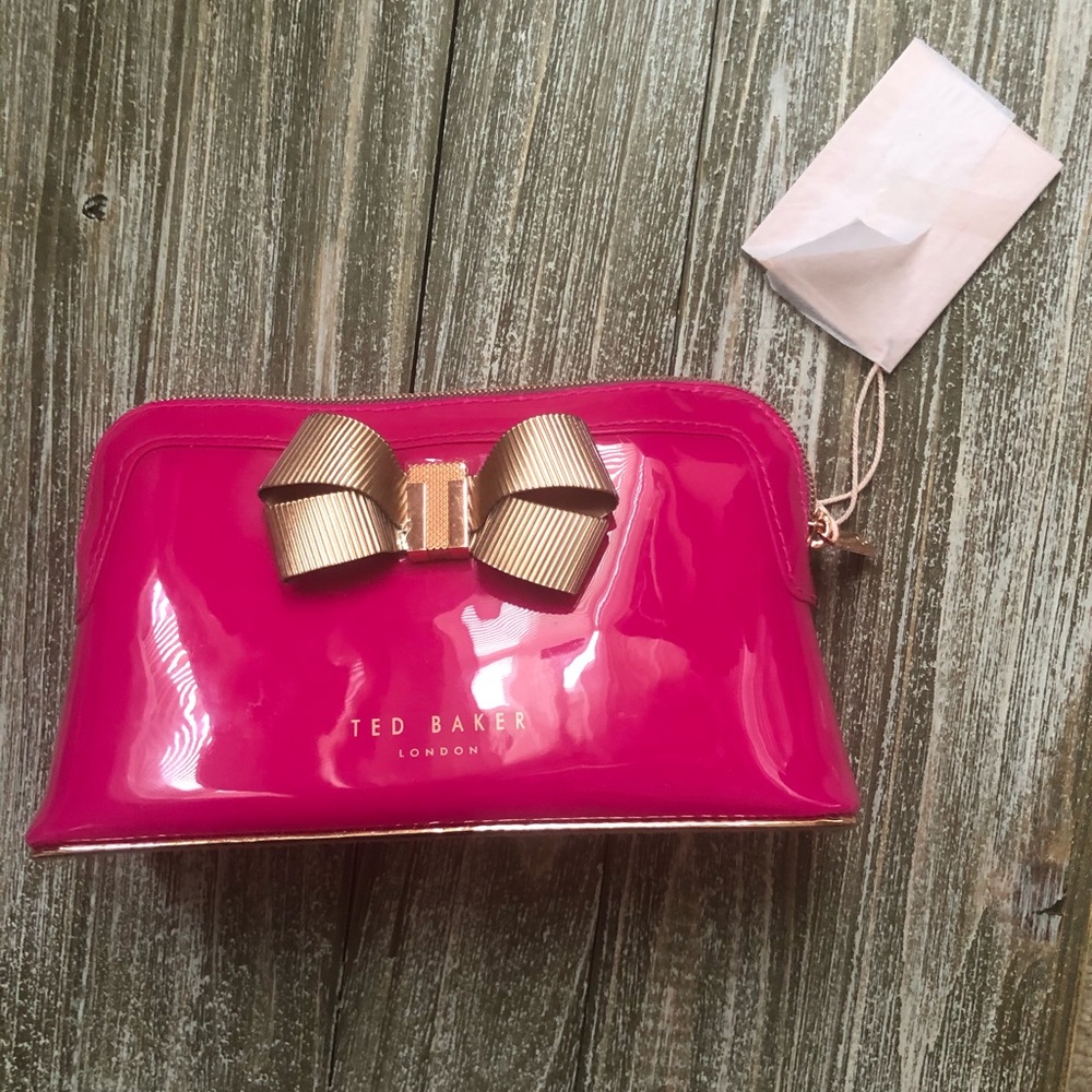 NWT Ted Baker Fuchsia Bow Makeup Bag